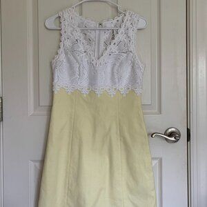 Lilly Pulitzer Sandi Shift Dress, White/Yellow, size 0 NWOT